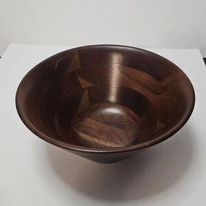Vtg Ozark Walnutware Solid Walnut Fruit or Ornament Bowl 4.75” H x 10 1/8”